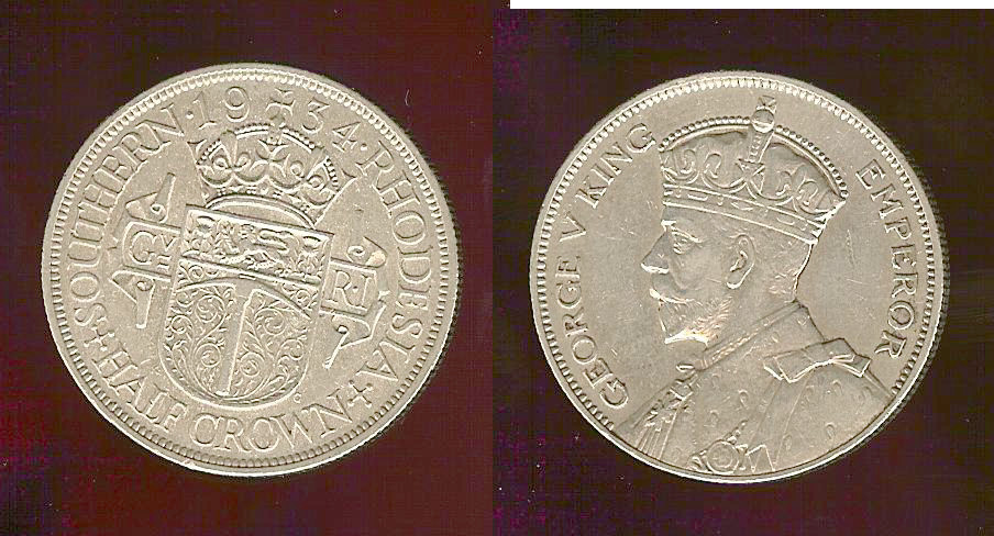 Rhodésie du Sud demi couronne 1934 TTB